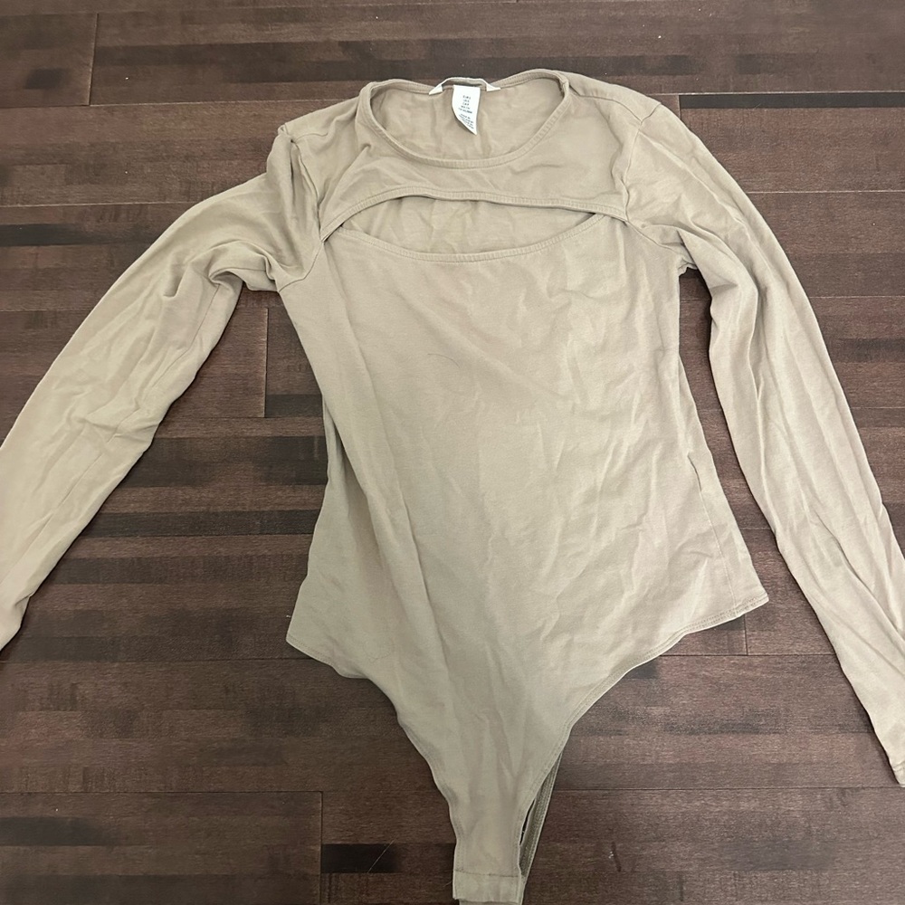 Tan Long Sleeve Bodysuit